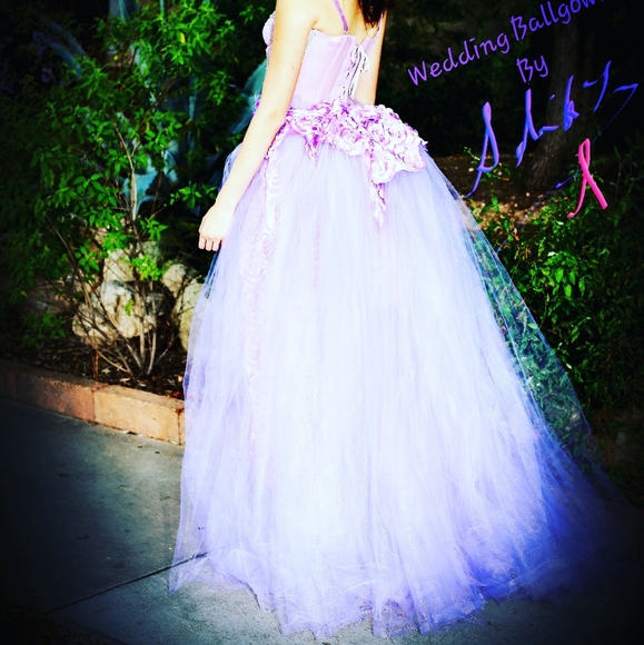 SAMPLE GOWN ONLY-"SIERRA NICOLE" Custom Order Lavender Wedding Gown - Picture 2 of 7